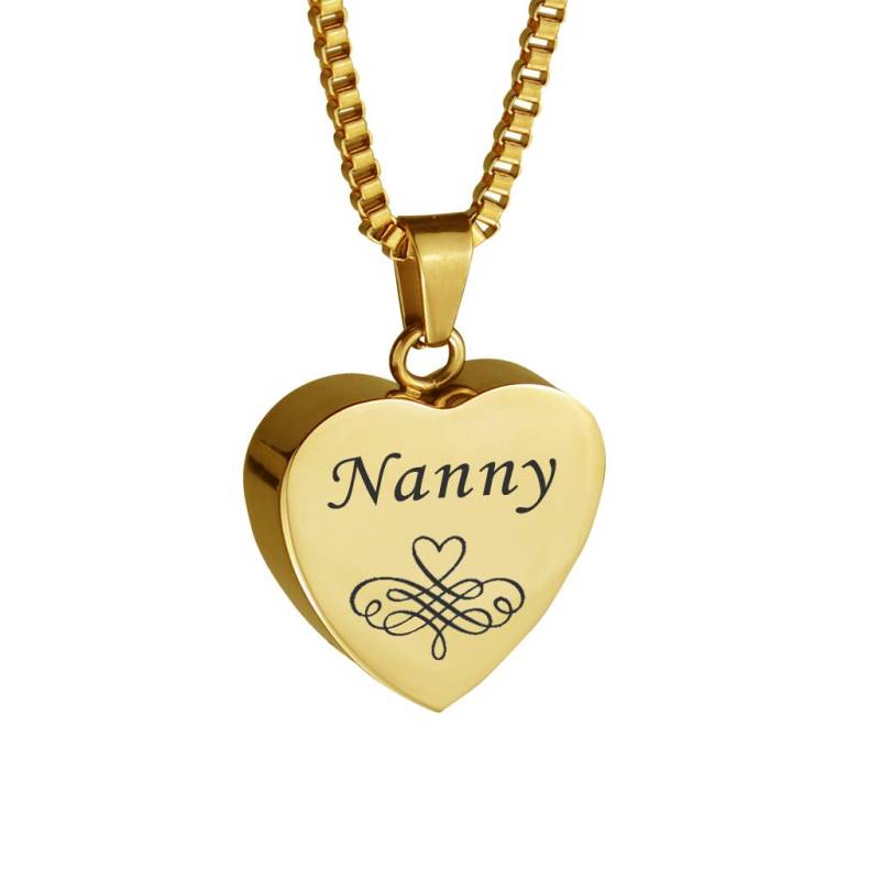 Nanny Gemusterter Gold Herz Urnen Anhänger - Gedenkasche Andenken Schmuck Gravur Nanny Gemusterter Gold Herz Urnen Anhänger - Gedenkasche Andenken Schmuck Gravur von LovetoTreasure