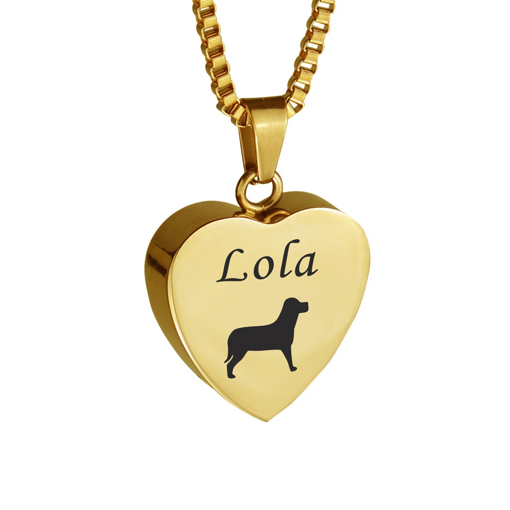 Personalisierte Hundeherz Gold Haustier Urne Anhänger Halskette - Erinnerung Ash Keepsake Feuerbestattung Schmuck Personalisierte Hundeherz Gold Haustier Urne Anhänger Halskette - Erinnerung Ash Keepsake Feuerbestattung Schmuck von LovetoTreasure