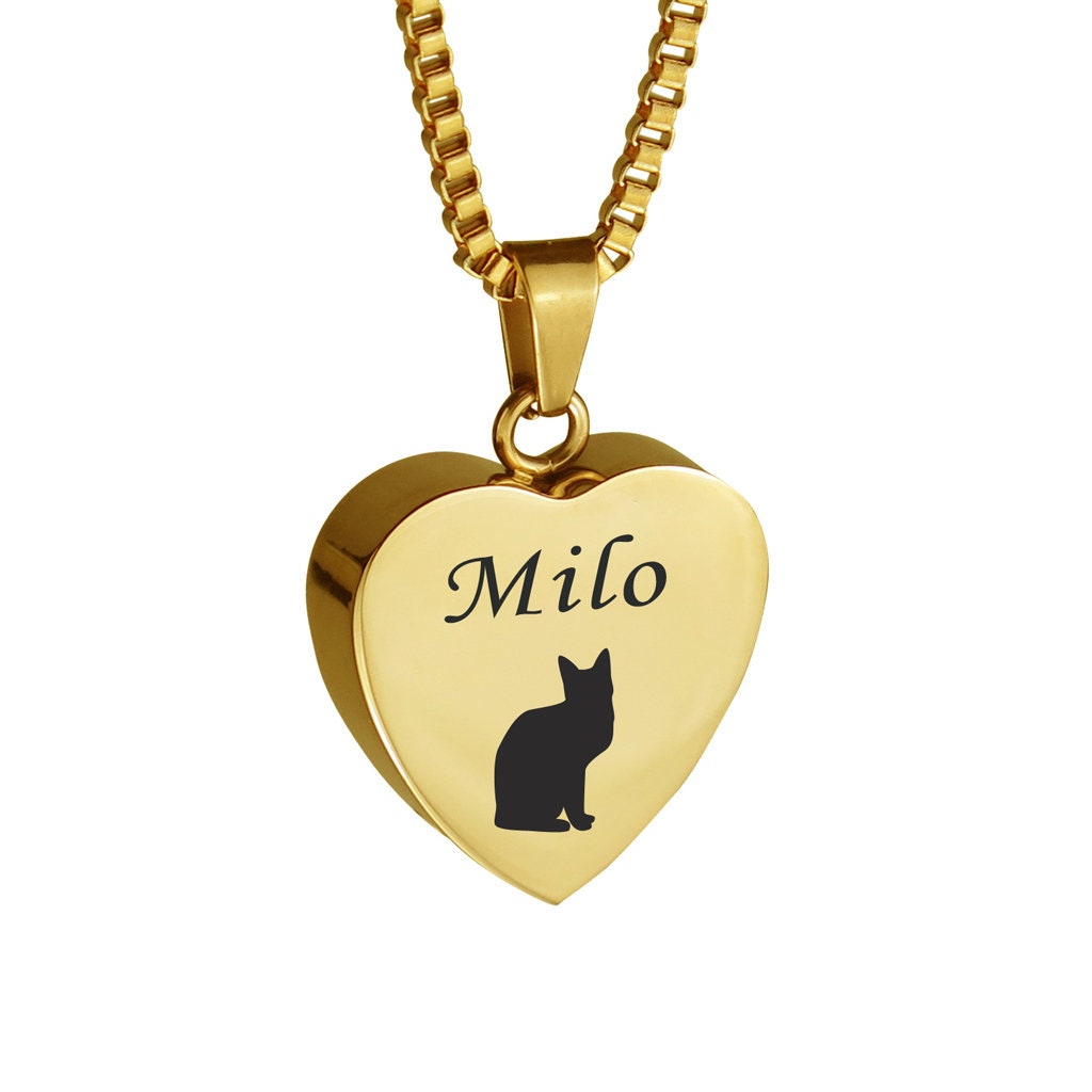 Personalisierte Katze Herz Gold Haustier Urne Anhänger Halskette - Memorial Ash Keepsake Cremation Jewelry Personalisierte Katze Herz Gold Haustier Urne Anhänger Halskette - Memorial Ash Keepsake Cremation Jewelry von LovetoTreasure