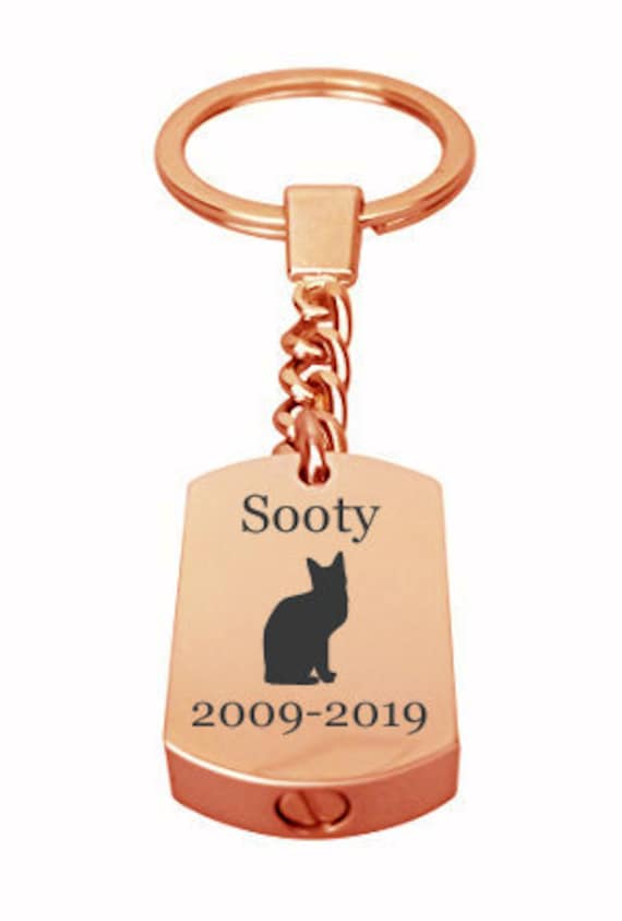 Personalisierte Katze Roségold Haustier Urne Schlüsselanhänger Erinnerung Esche Andenken Schmuck - Gravur von LovetoTreasure
