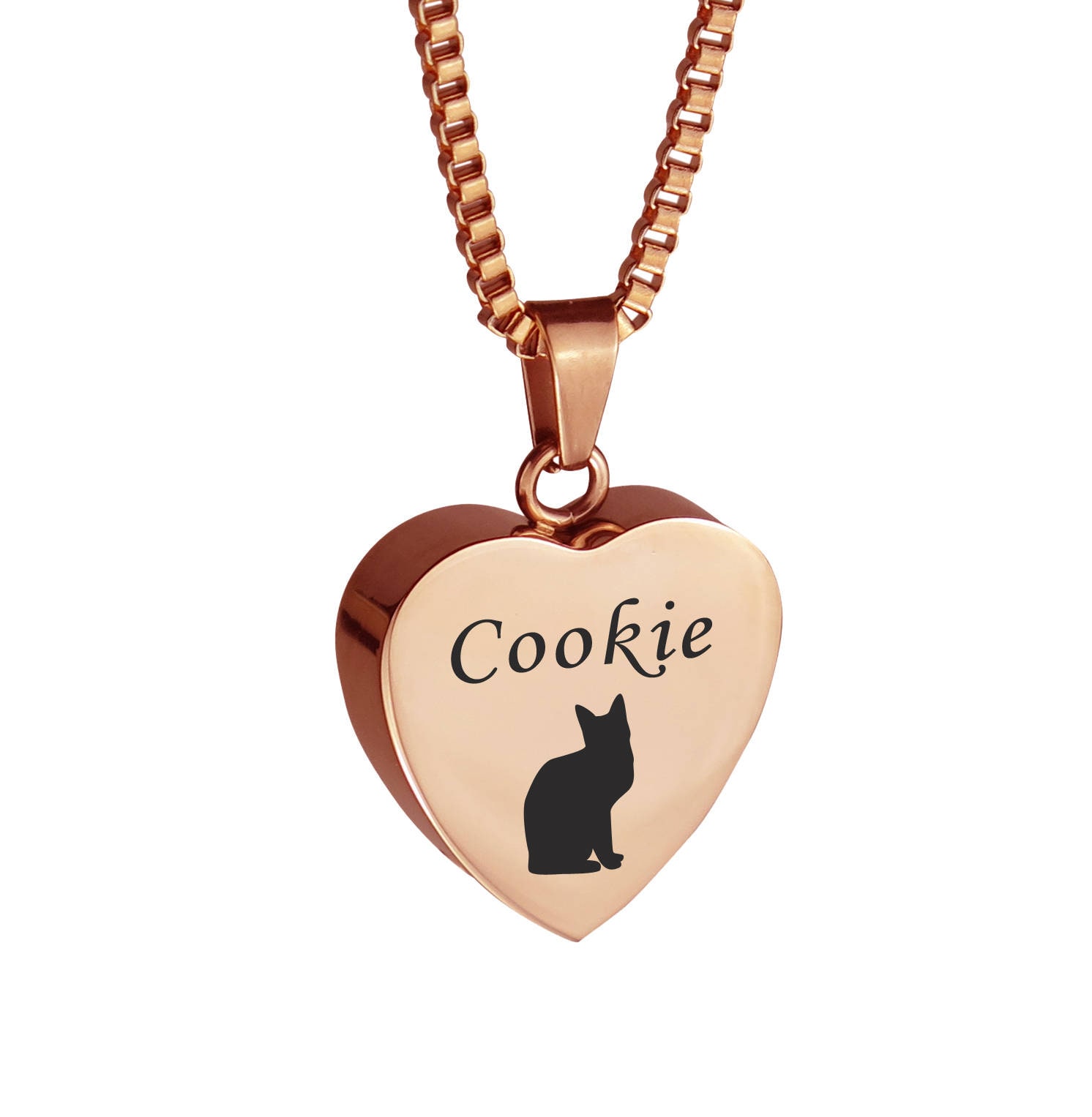 Personalisierte Katzen Herz Rose Gold Haustier Urne Anhänger Halskette - Gedenkstätte Asche Andenken Feuerbestattung Schmuck Personalisierte Katzen Herz Rose Gold Haustier Urne Anhänger Halskette - Gedenkstätte Asche Andenken Feuerbestattung Schmuck von LovetoTreasure