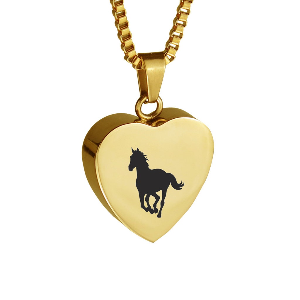 Pferde Herz Gold Urne Anhänger Halskette - Gedenkstätte Asche Andenken Feuerbestattung Schmuck Pferde Herz Gold Urne Anhänger Halskette - Gedenkstätte Asche Andenken Feuerbestattung Schmuck von LovetoTreasure