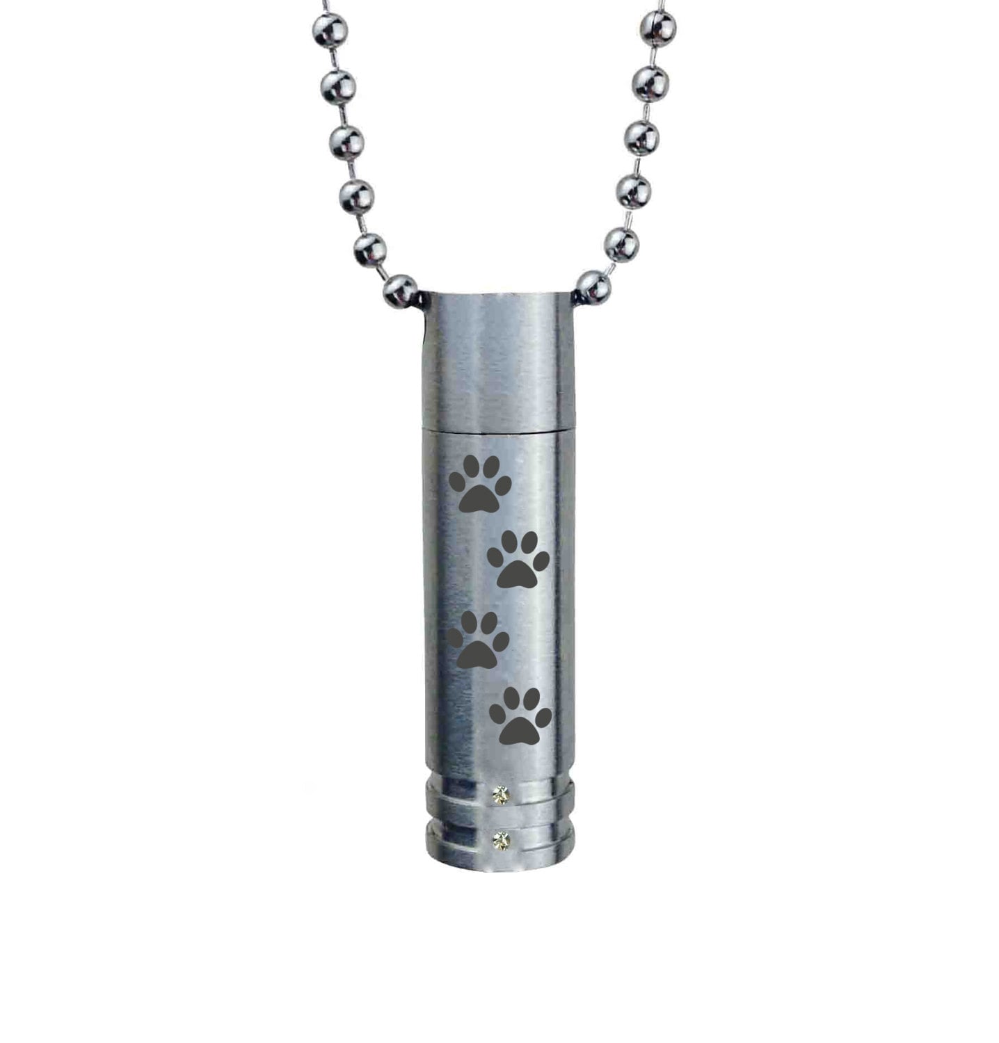 Pfoten-Zylinder Mit Kristallen Urne Anhänger - Gedenk-Asche-Andenken Schmuck Personalisierte Gravur Pfoten-Zylinder Mit Kristallen Urne Anhänger - Gedenk-Asche-Andenken Schmuck Personalisierte Gravur von LovetoTreasure