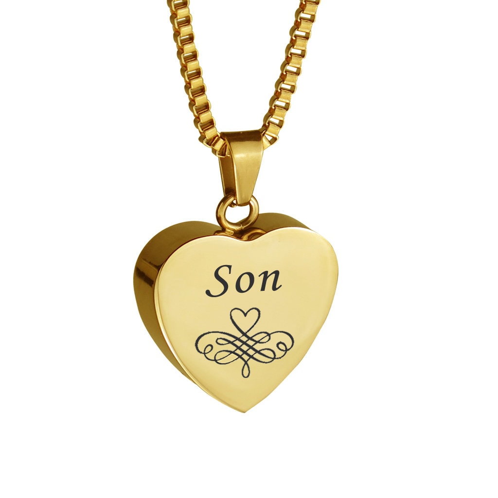 Son Patterned Gold Herz Urne Anhänger - Erinnerung Ash Keepsake Schmuck Personalisierte Graviert Son Patterned Gold Herz Urne Anhänger - Erinnerung Ash Keepsake Schmuck Personalisierte Graviert von LovetoTreasure