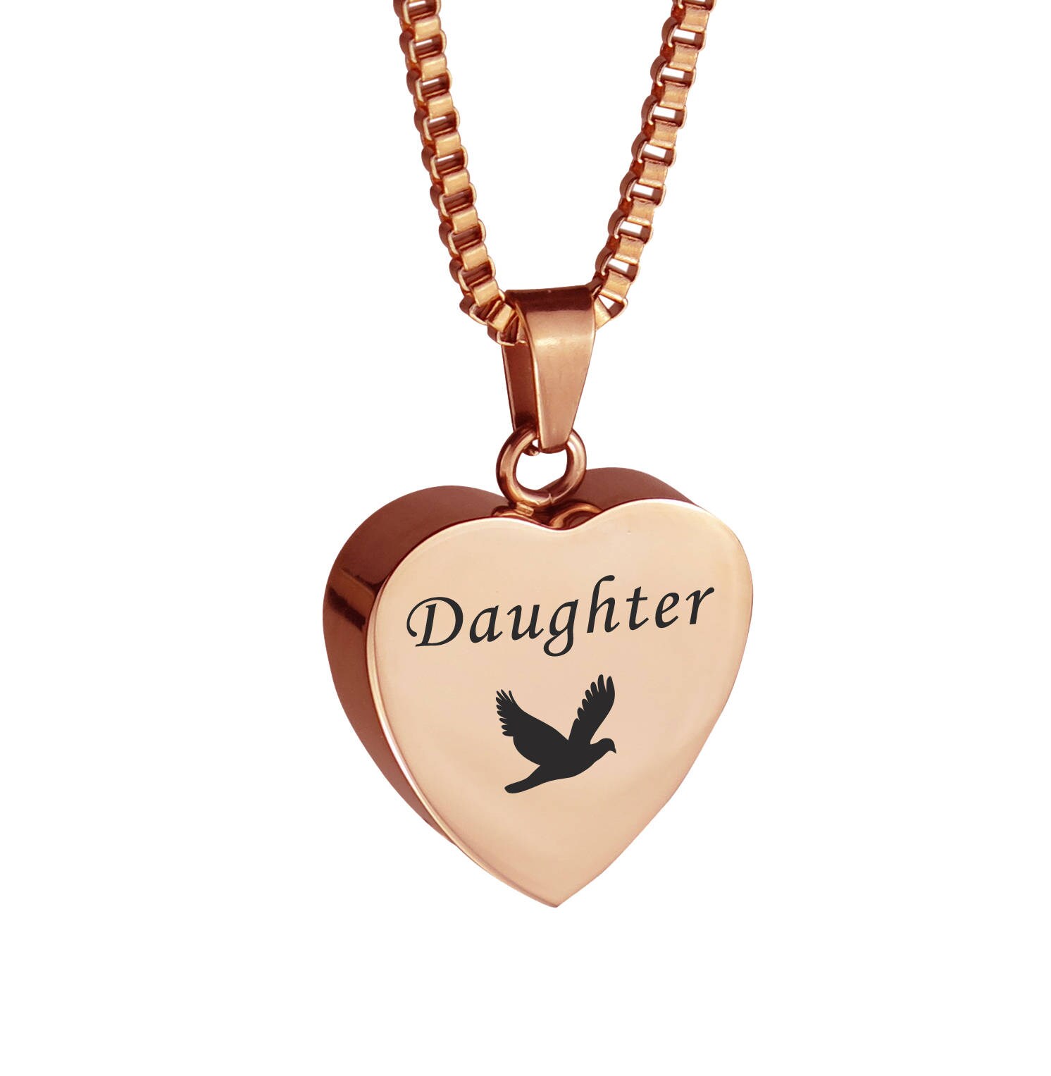 Tochter Taube Herz Rosegold Urne Anhänger Halskette - Gedenkasche Andenken Cremation Schmuck Tochter Taube Herz Rosegold Urne Anhänger Halskette - Gedenkasche Andenken Cremation Schmuck von LovetoTreasure