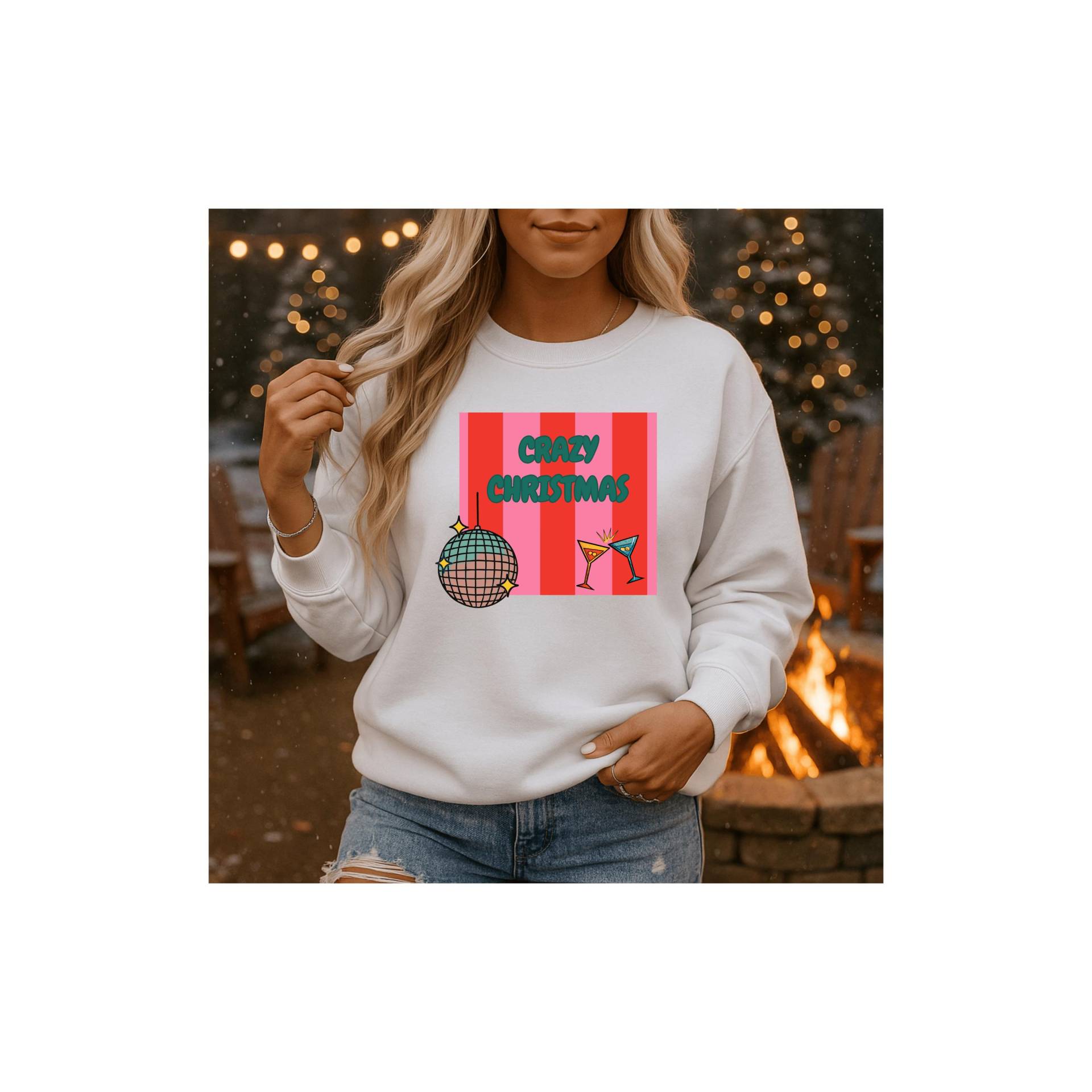 Crazy Christmas Diskokugel Martini Sweatshirt | Holiday Party Sweatshirt I Weihnachtspullover Weihnachtsgeschenk von LovinVibe