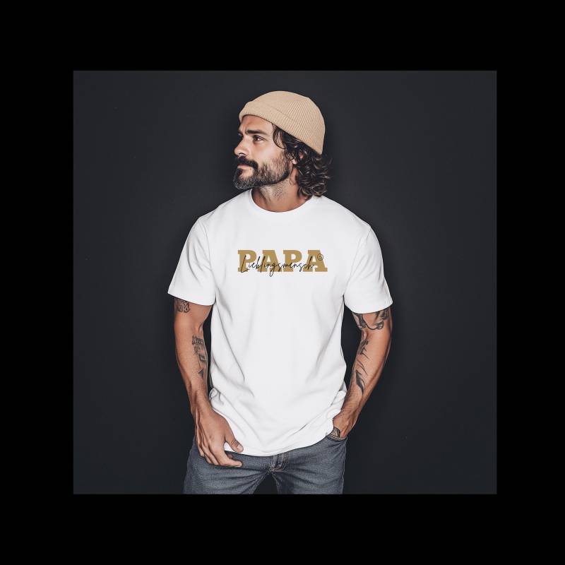 T-Shirt Papa Lieblingsmensch I Aufdruck in Braun Shirt Weiß Oder Grau Dad Print Geschenk Für Papas Gift 100% Baumwolle von LovinVibe