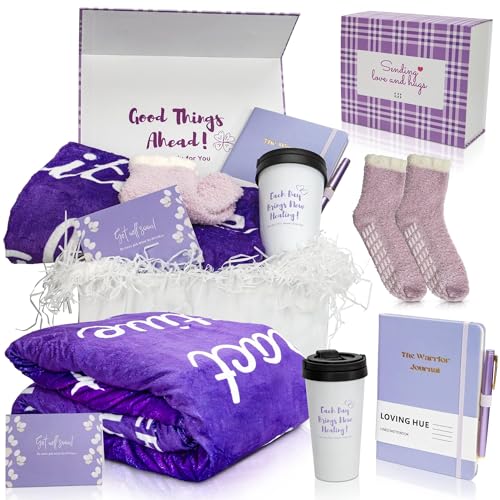 Loving Hue Get Well Soon Chemo-Pflegepaket für Frauen, 6-teiliges Set, beruhigende Geschenke für Krebspatienten für Chemopatienten, Genesungsgeschenke für Frauen nach Operationen (Lila) von Loving Hue