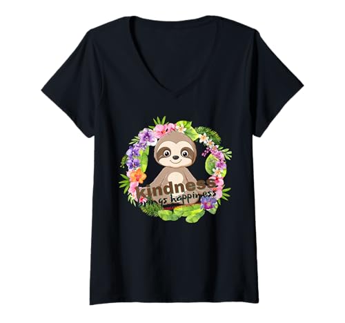 Damen Zen Meditierendes Faultier Atmen Achtsamkeit Mitgefühl Freundlichkeit T-Shirt mit V-Ausschnitt Damen Zen Meditierendes Faultier Atmen Achtsamkeit Mitgefühl Freundlichkeit T-Shirt mit V-Ausschnitt von Loving Kindness Meditation Society