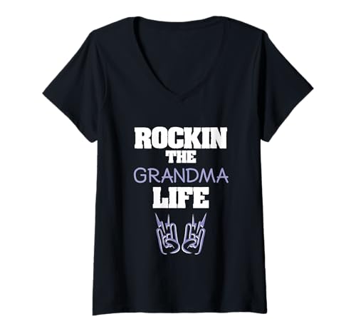 Damen Rockin The Grandma Life Großmutter Nana Family T-Shirt mit V-Ausschnitt Damen Rockin The Grandma Life Großmutter Nana Family T-Shirt mit V-Ausschnitt von Loving Parent Grandchild Caregiver