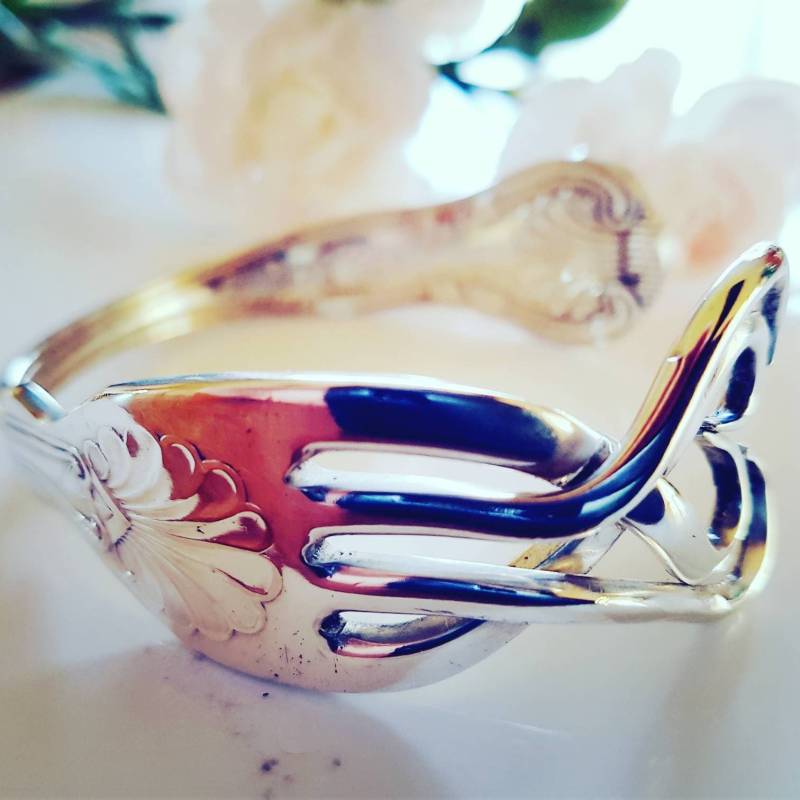 Vintage Kings Muster Gabel Armband, Chunky Style, Schrulliges, Recyceltes Besteck Aus Silberbesteck, Upcycled Besteck von LovingSpoonfulJewels