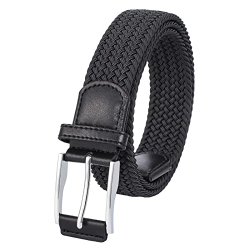 Lovionus89 Gürtelschnallen Männer, Breite 3.4 CM Voll verstellbare elastische geflochtene Web Golf Gürtel für Casual Hosen Jeans,115 CM,Schwarz von Lovionus89