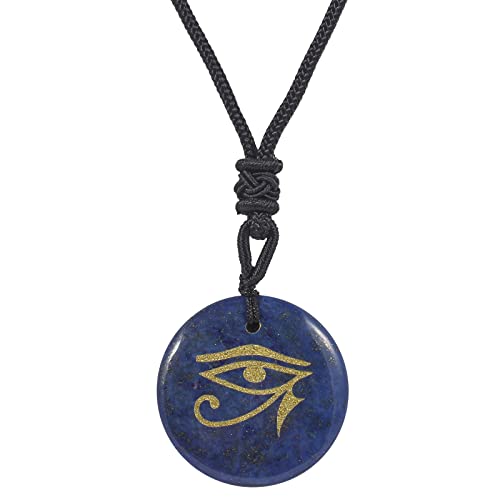 Lovionus89 Natürliche Horus Auge des Teufels gravierte Heilung Kristall Stein Anhänger Charm für Männer und Frauen, Lapis Lazuli von Lovionus89