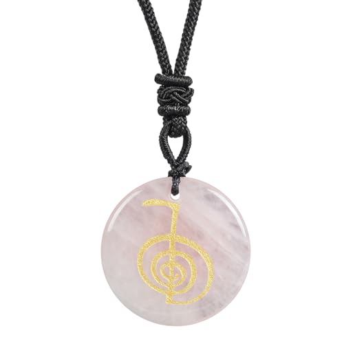 Lovionus89 Runde Stein-Glücksmünzen-Spirale Reiki-Symbol Kristallstein-Anhänger-Halskette für Männer und Frauen verstellbar 60-65 cm, Rosenquarz Lovionus89 Runde Stein-Glücksmünzen-Spirale Reiki-Symbol Kristallstein-Anhänger-Halskette für Männer und Frauen verstellbar 60-65 cm, Rosenquarz von Lovionus89