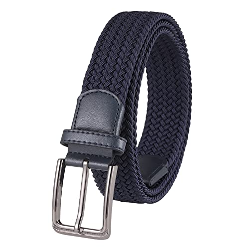 Lovionus89 Stoffgürtel Stretchgürtel, 3.4 cm Verstellbarer geflochtener Web Golf männer gürtel für lässige Jeans Sport,125 CM, Dunkelblau von Lovionus89