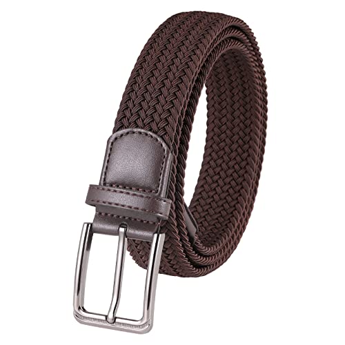 Lovionus89 Stoffgürtel Stretchgürtel, 3.4 cm Verstellbarer geflochtener Web Golf männer gürtel für lässige Jeans Sport,125 CM, Kaffee von Lovionus89