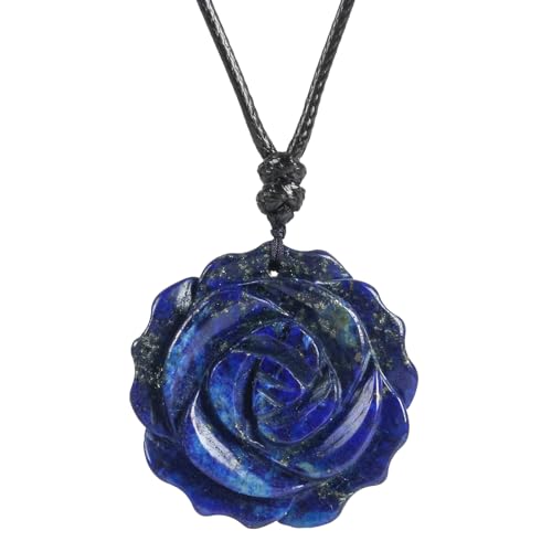Lovionus89 handgefertigter Blumenheilungskristall-Rosenanhänger für Frauen, florales Design-Charm für den Valentinstag, Lapis Lazuli von Lovionus89