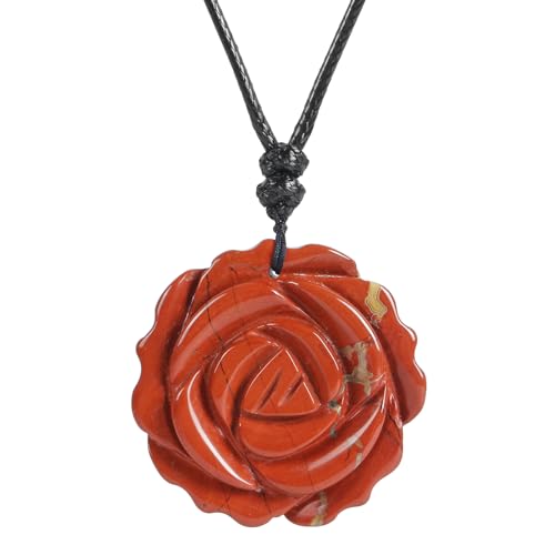 Lovionus89 handgefertigter Blumenheilungskristall-Rosenanhänger für Frauen, florales Design-Charm für den Valentinstag, Roter Jaspis Lovionus89 handgefertigter Blumenheilungskristall-Rosenanhänger für Frauen, florales Design-Charm für den Valentinstag, Roter Jaspis von Lovionus89