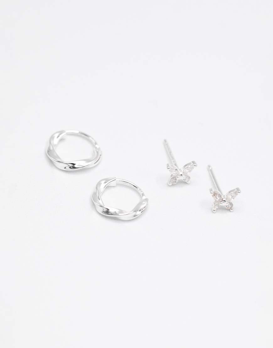 Lovisa - 2er-Pack Ohrringe mit Ohrstecker- und Creolen-Design in Silberoptik Lovisa - 2er-Pack Ohrringe mit Ohrstecker- und Creolen-Design in Silberoptik von Lovisa