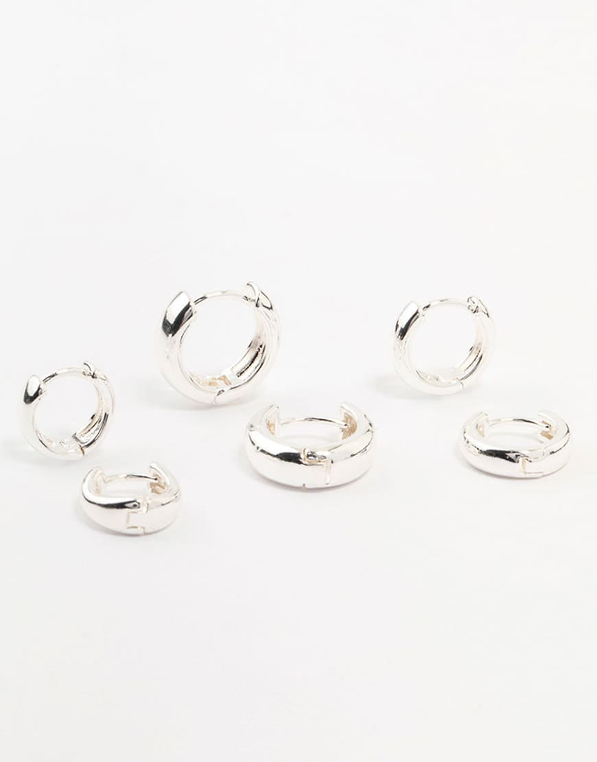 Lovisa - 3er-Pack Creolen aus versilbertem Messing in Silberoptik in abgestufter Größe von Lovisa