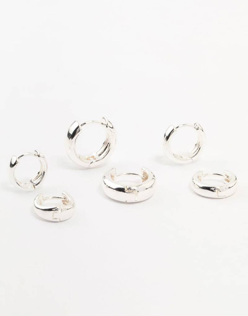 Lovisa - 3er-Pack Creolen aus versilbertem Messing in Silberoptik in abgestufter Größe von Lovisa