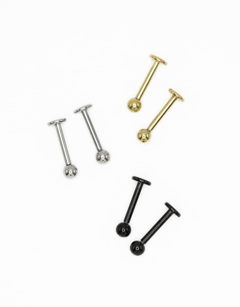 Lovisa - 3er-Pack Ohrstecker aus Chirurgenstahl in verschiedenen Farben mit kleiner Kugel, verschiedenen Oberflächen und flacher Rückseite-Bunt von Lovisa