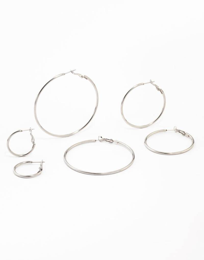Lovisa - 3er-Pack dünne Creolen aus wasserfestem Edelstahl in Silberoptik von Lovisa