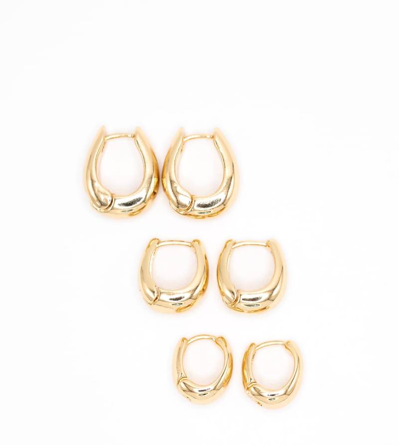 Lovisa - 3er-Pack vergoldete, abgestufte Creolen aus Messing mit schmal zulaufendem Design-Goldfarben Lovisa - 3er-Pack vergoldete, abgestufte Creolen aus Messing mit schmal zulaufendem Design-Goldfarben von Lovisa