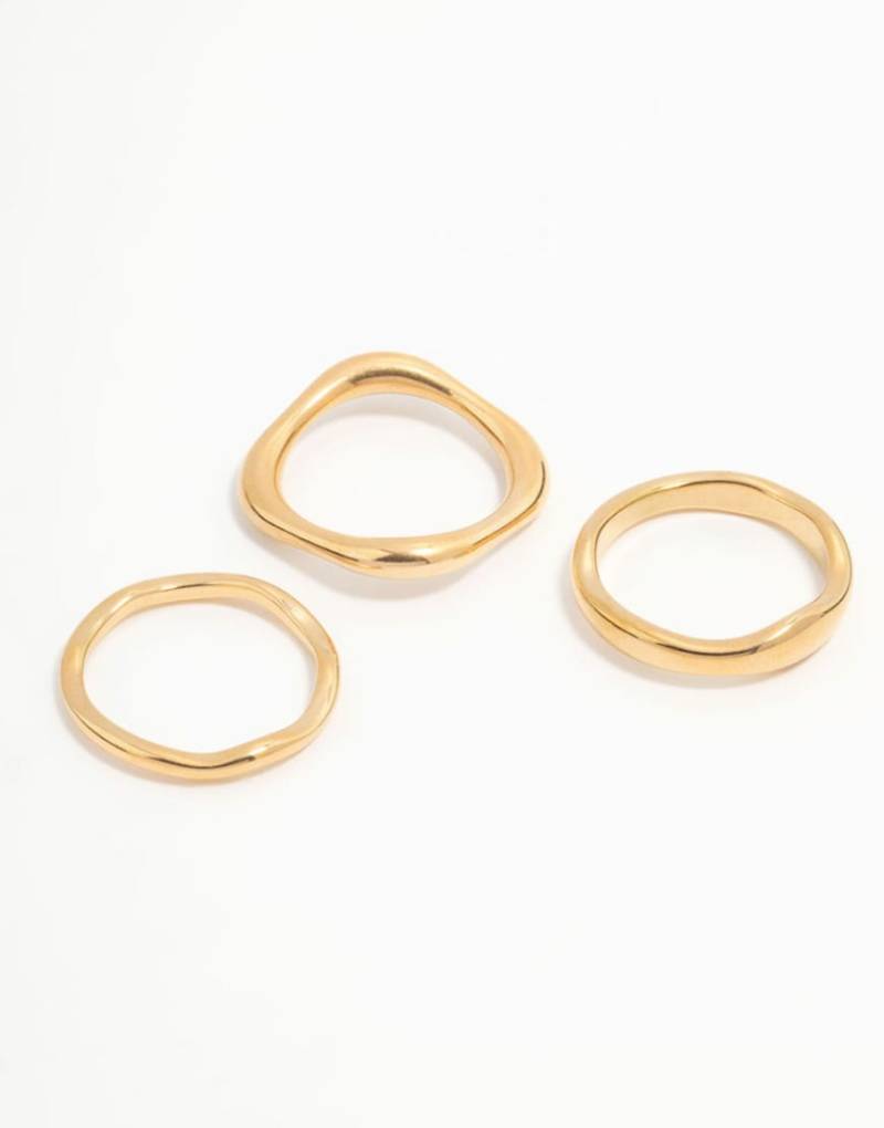 Lovisa - 3er-Pack vergoldete Ringe aus wasserfestem Edelstahl in Goldoptik-Goldfarben von Lovisa