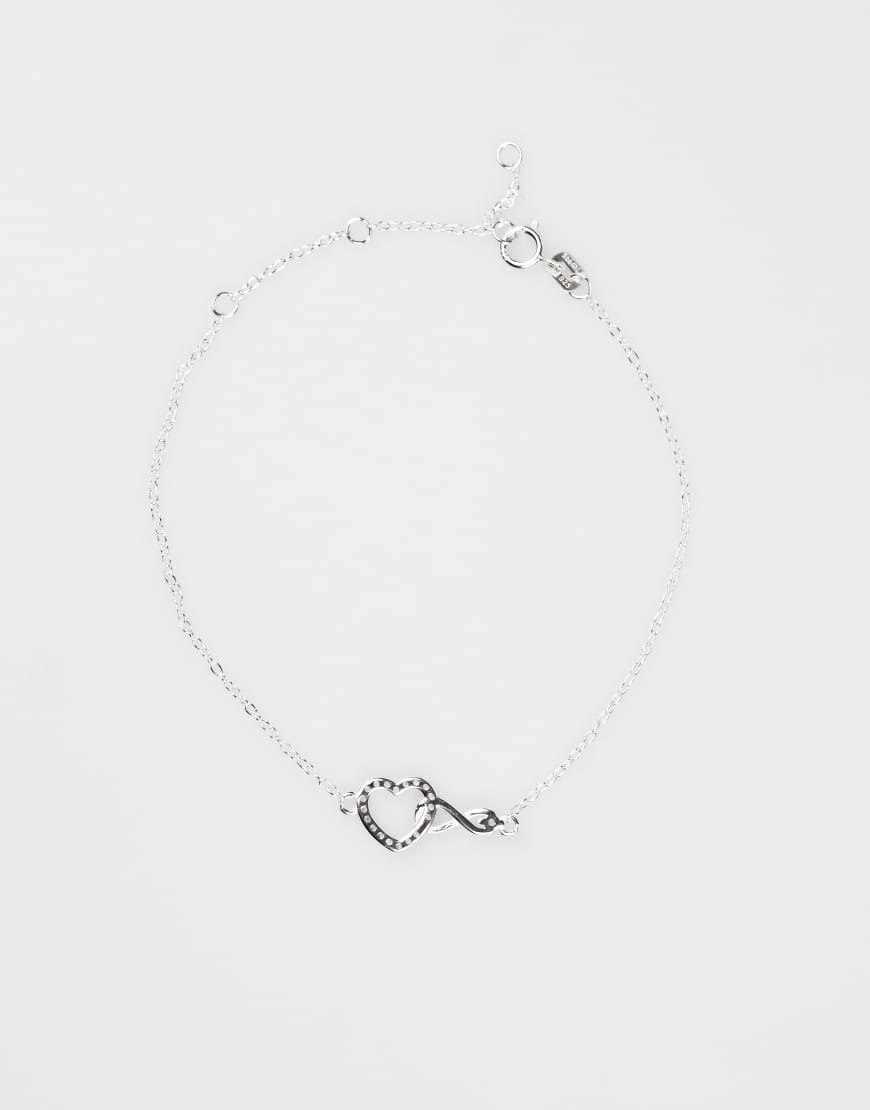 Lovisa - Armband aus Sterlingsilber mit Herz- und Unendlichkeitsanhänger mit Zirkoniasteinen von Lovisa