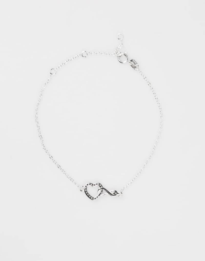 Lovisa - Armband aus Sterlingsilber mit Herz- und Unendlichkeitsanhänger mit Zirkoniasteinen von Lovisa