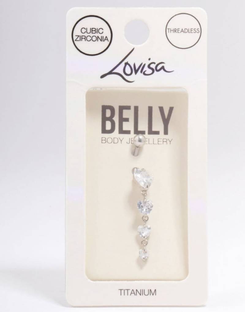 Lovisa - Bauchnabel-Piercing aus Titan in Silberoptik mit Zirkonia-Besatz und Herz-Design von Lovisa