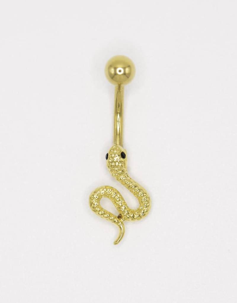 Lovisa - Bauchnabelpiercing aus Titan in Goldoptik mit Schlangendesign-Goldfarben Lovisa - Bauchnabelpiercing aus Titan in Goldoptik mit Schlangendesign-Goldfarben von Lovisa