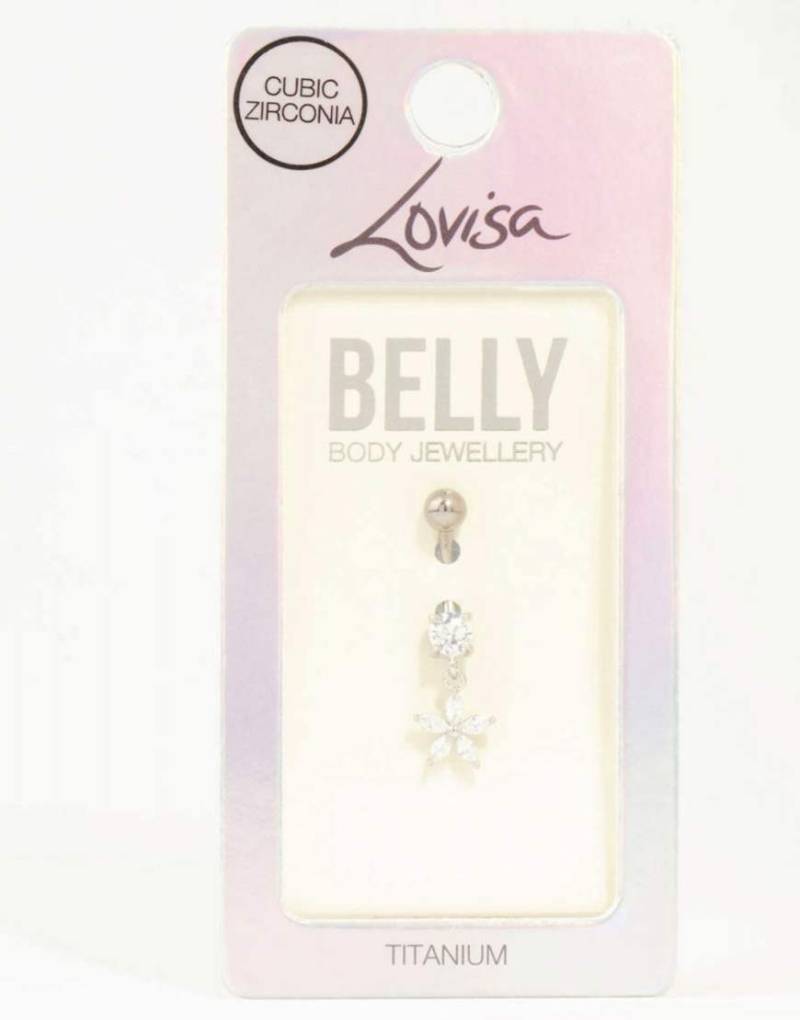 Lovisa - Bauchnabelpiercing aus Titan in Silberoptik mit Zirkonia-Blumenanhänger von Lovisa