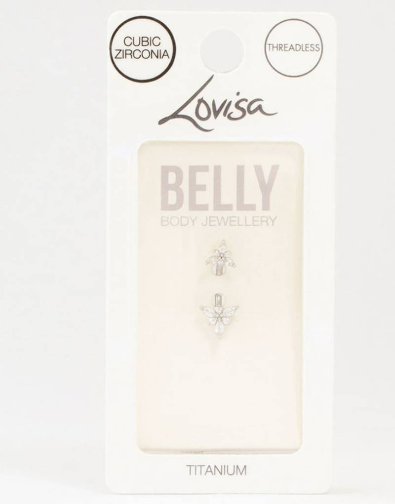 Lovisa - Bauchnabelpiercing aus Titan in Silberoptik mit spitzen Blütendesigns von Lovisa