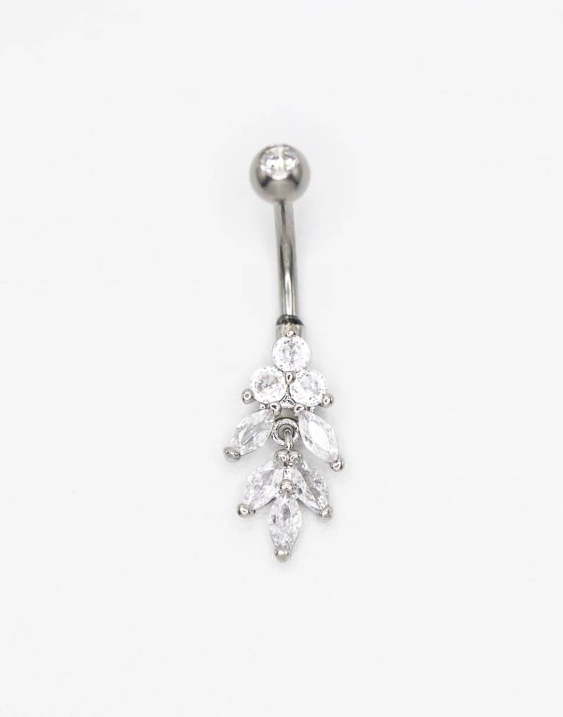 Lovisa - Bauchnabelpiercing aus Titan mit marquiseförmigem Strassstein in Silber von Lovisa
