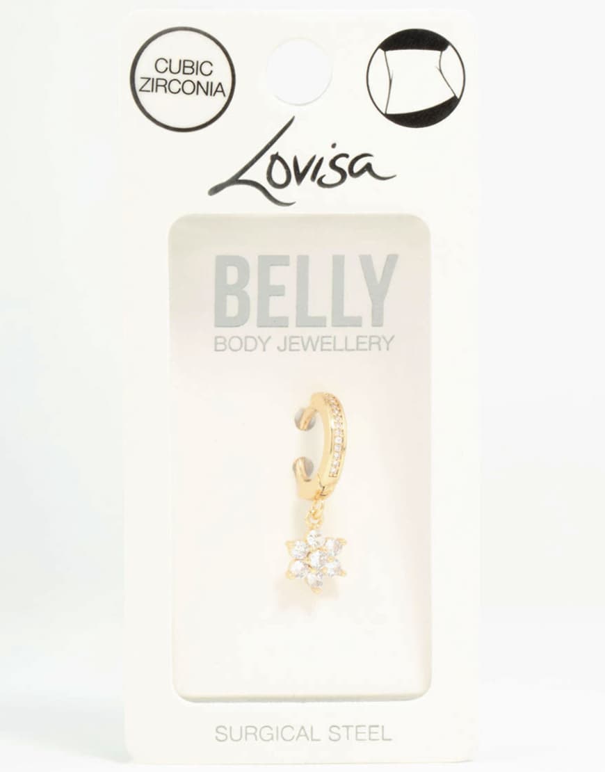 Lovisa - Bauchnabelpiercing aus vergoldetem Chirurgenstahl im Blumendesign mit Zirkonia-Verzierung-Goldfarben von Lovisa