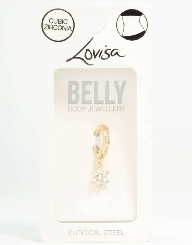 Lovisa - Bauchnabelpiercing aus vergoldetem Chirurgenstahl im Blumendesign mit Zirkonia-Verzierung-Goldfarben Lovisa - Bauchnabelpiercing aus vergoldetem Chirurgenstahl im Blumendesign mit Zirkonia-Verzierung-Goldfarben von Lovisa