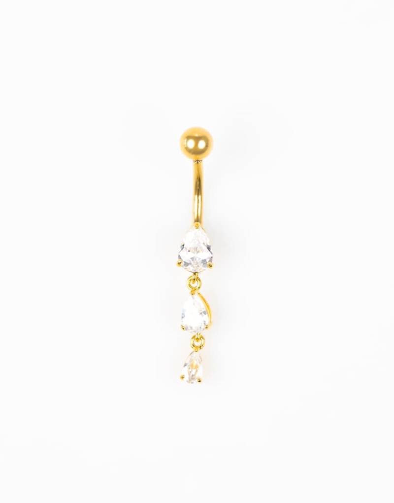 Lovisa - Bauchnabelpiercing aus vergoldetem Chirurgenstahl mit Anhänger mit Zirkonia-Besatz-Goldfarben von Lovisa