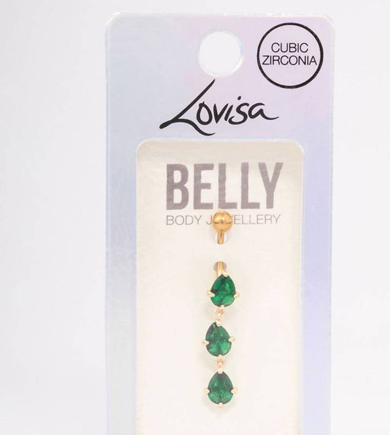 Lovisa - Bauchnabelpiercing aus vergoldetem Titan mit Detail mit drei Anhängern-Goldfarben von Lovisa