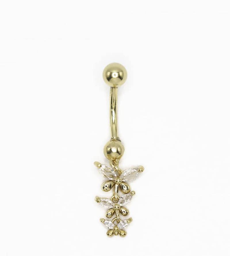 Lovisa - Bauchnabelpiercing aus vergoldetem Titan mit dreieckigem Zirkonia-Anhänger-Goldfarben von Lovisa