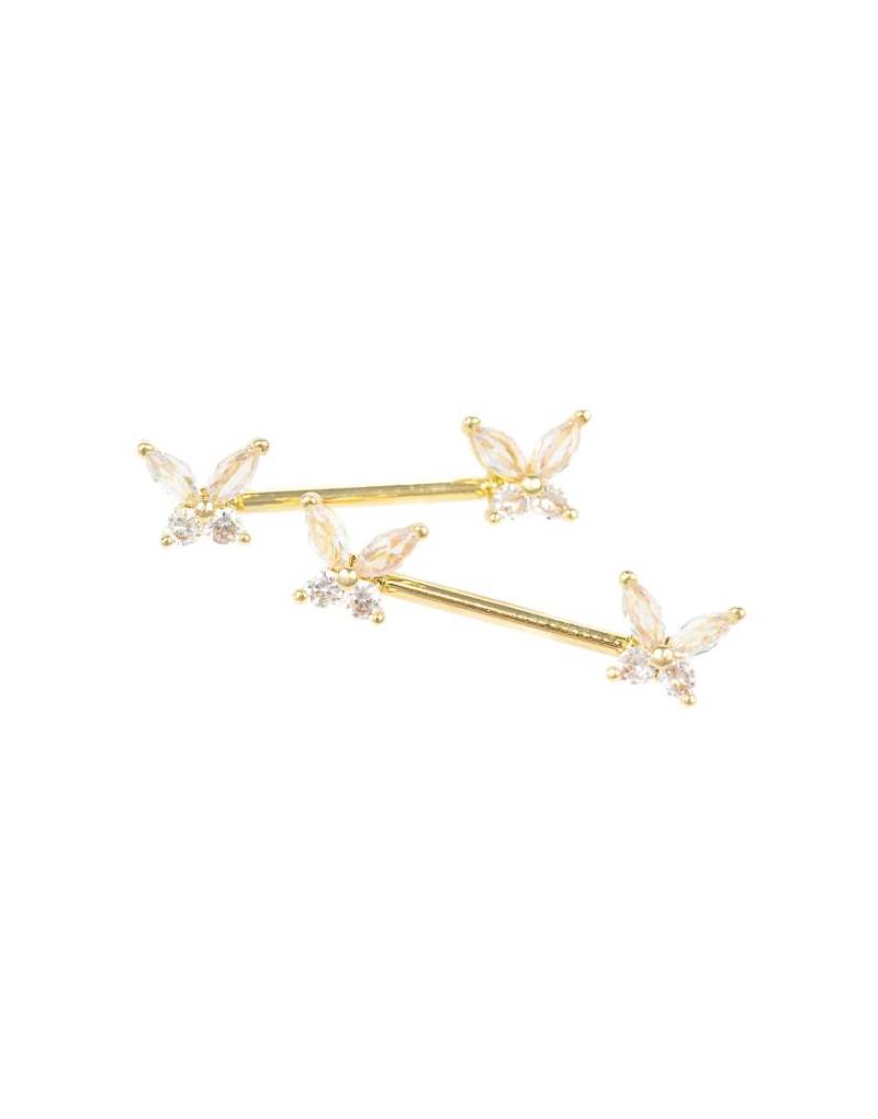 Lovisa - Brustpiercings aus goldplattiertem Chirurgenstahl mit Zirkoniasteinen - 2-er-Set-Goldfarben von Lovisa