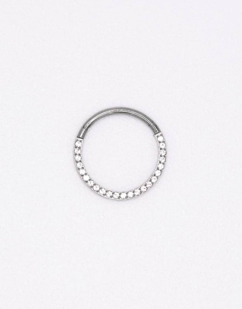 Lovisa - Clicker-Ring aus Titan in Silberoptik mit Zirkonia von Lovisa