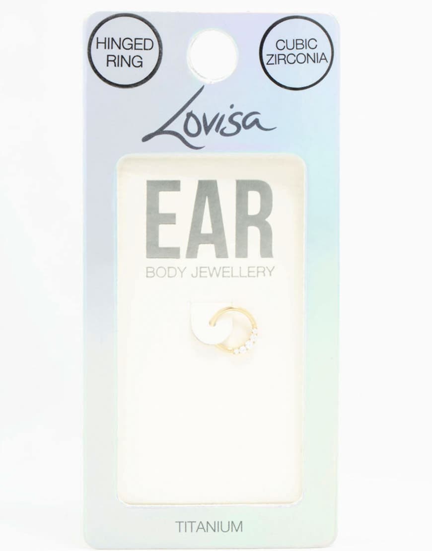 Lovisa - Clicker-Ring aus vergoldetem Titan in Goldoptik mit seitlichen Strasssteinen-Goldfarben von Lovisa