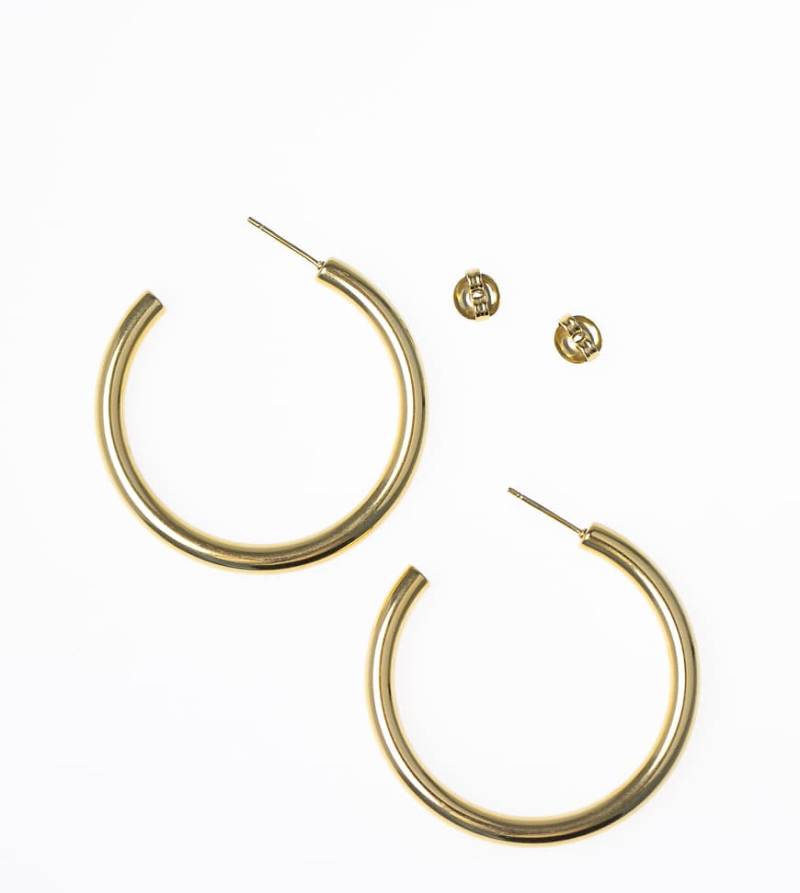 Lovisa - Breite Creolen aus wasserfestem, vergoldetem Edelstahl in mittlerer Größe-Goldfarben von Lovisa