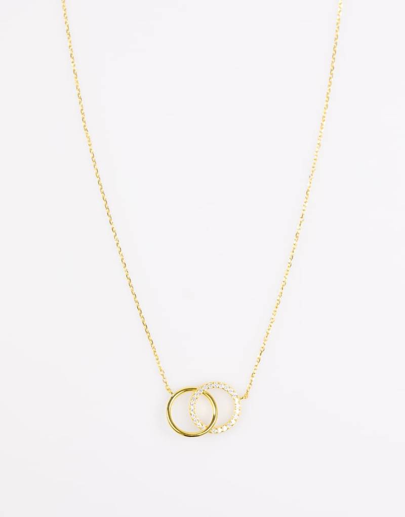 Lovisa - Glieder-Halskette aus vergoldetem Sterlingsilber mit Pavé-Ringanhänger-Goldfarben von Lovisa