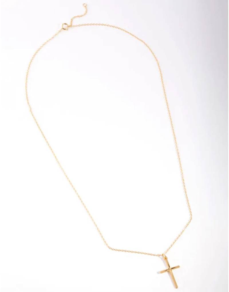 Lovisa - Goldfarbene Halskette aus Sterlingsilber mit Kreuz und Strass von Lovisa