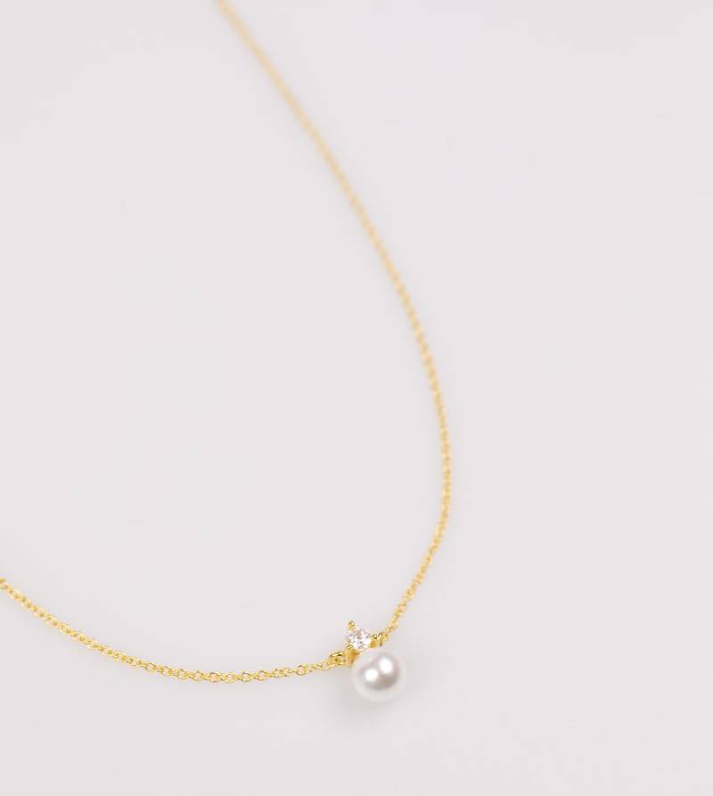 Lovisa - Halskette aus vergoldetem Sterlingsilber mit Anhänger mit Zirkonia und Perle-Goldfarben von Lovisa