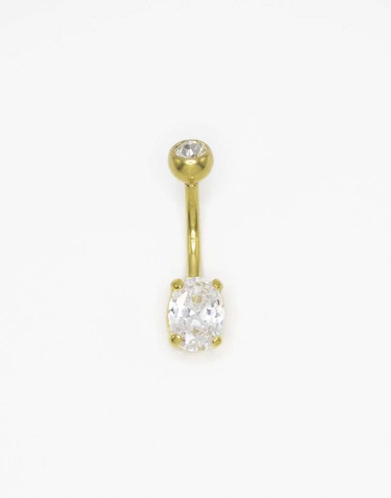 Lovisa - Klassischer Bauchnabelpiercing aus vergoldetem Titan mit rundem Zirkonia in Krappenfassung-Goldfarben Lovisa - Klassischer Bauchnabelpiercing aus vergoldetem Titan mit rundem Zirkonia in Krappenfassung-Goldfarben von Lovisa