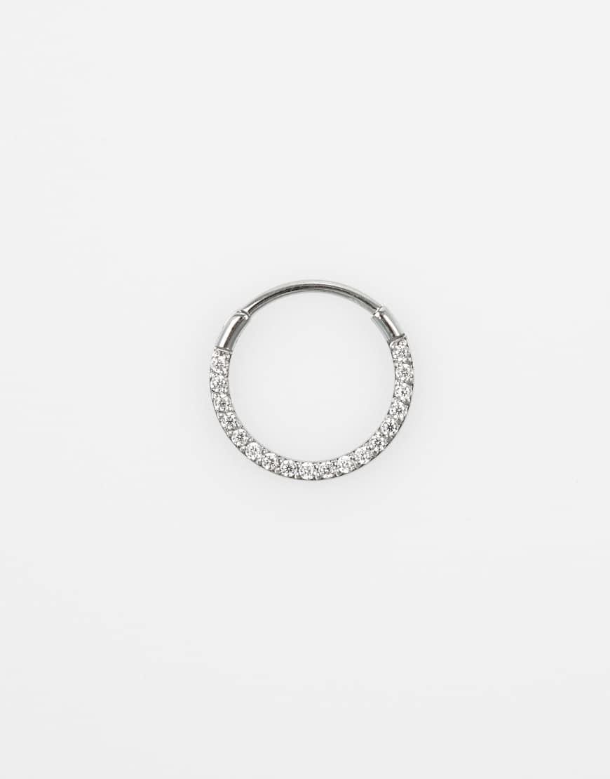 Lovisa - Ohrclicker aus chirurgischem Stahl in Silberoptik mit Zirkonia-Schmucksteinen, von Lovisa